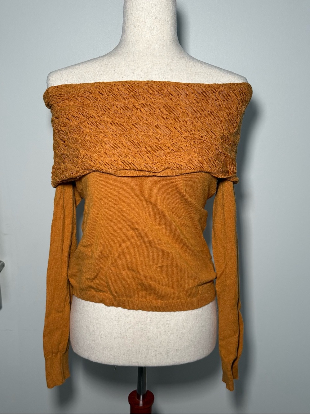 Angel Of The North Off-the-Shoulder Sweater in Mustard Gold